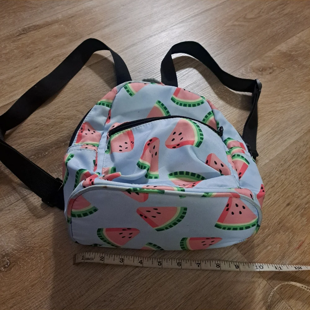 Kids Youth Girl's Blue Pink Watermelon Print Mini Backpack